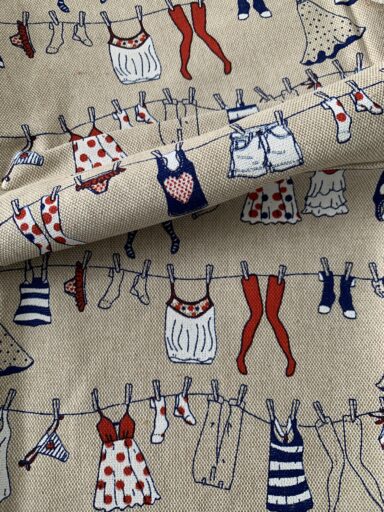 Tissu toile de coton effet lin motifs vêtements