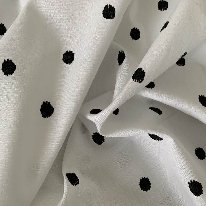 Tissu coton imprimé pois noirs
