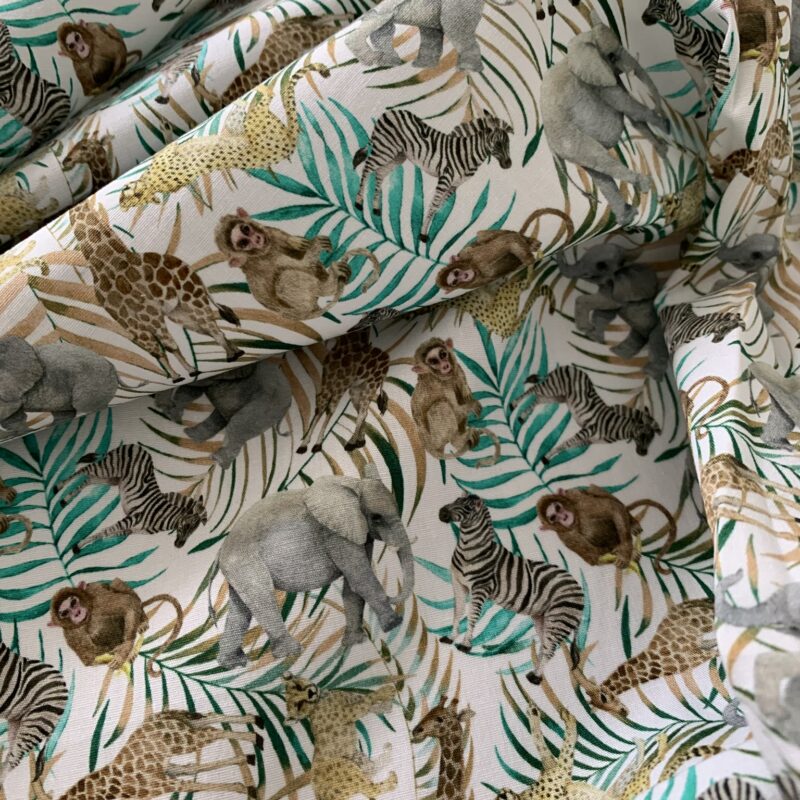 Tissu coton animaux de la savane