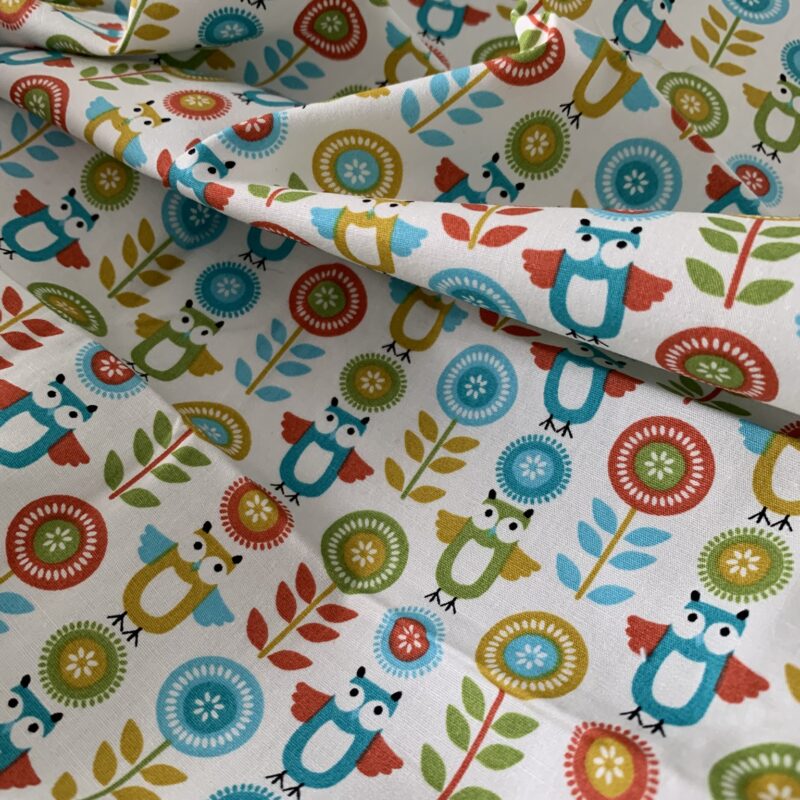 Tissu coton imprimé hiboux
