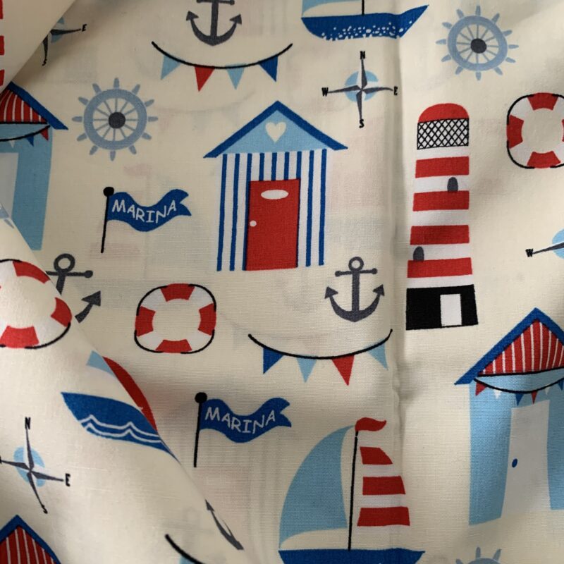 Tissu coton imprimé thème bord de mer