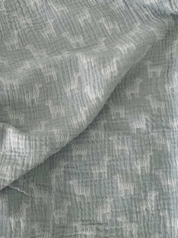 Tissu double gaze vert d'eau et zèbres – Image 3