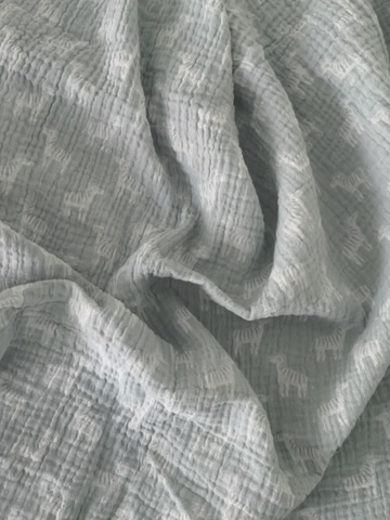 Tissu double gaze vert d'eau et zèbres – Image 2